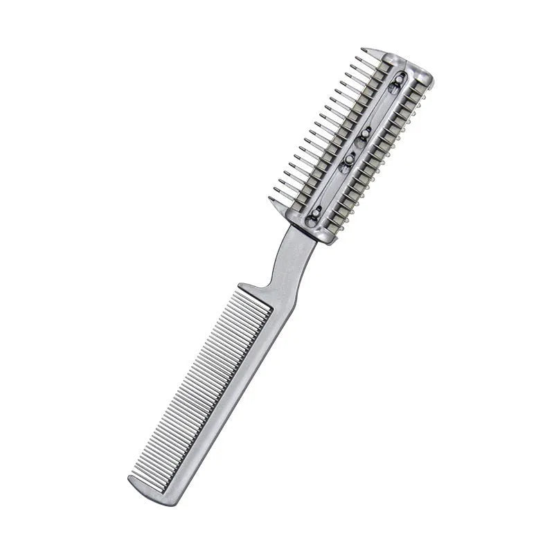 Plastic dog grooming cleaning comb with removable blade in blister packaging