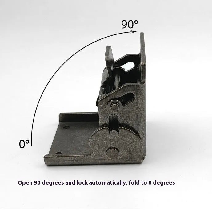 Furniture folding hinge with adjustable angle mechanism in various electroplated finishes including black bronze and nickel silver.