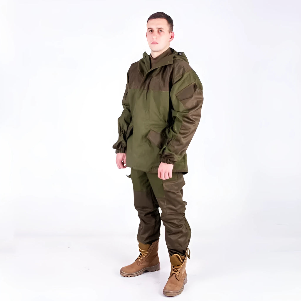Men's special forces style tactical combat suit in cotton blend fabric, featuring a jacket and trousers.