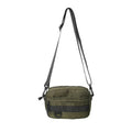 Men's street style nylon messenger bag showing dimensions of 22cm length × 14cm height × 5cm width