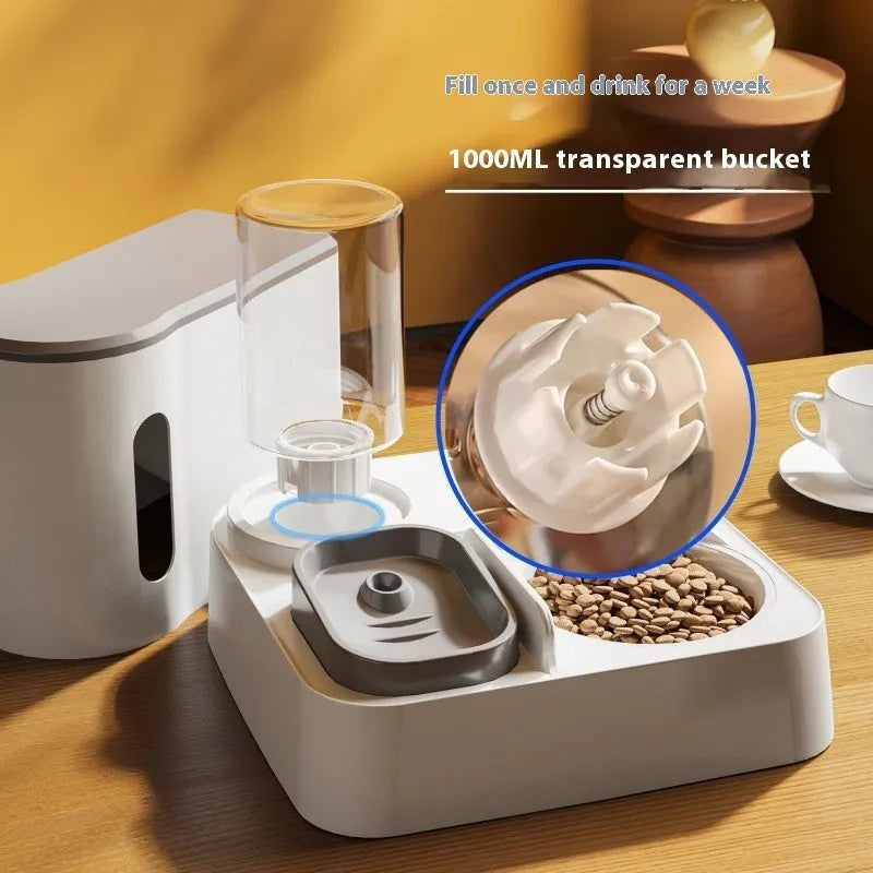 Automatic cat feeder water dispenser with integrated double bowl in choice of colours