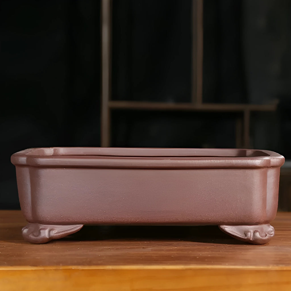 Purple sand rectangular antique style manger bonsai pot for indoor outdoor floor use