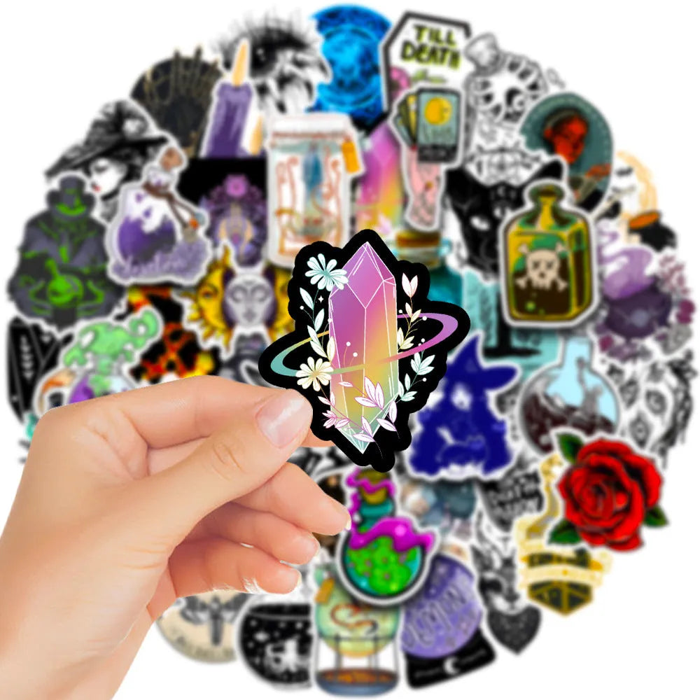 Fifty waterproof PVC stickers for laptops with glossy finish in 3-8cm sizes