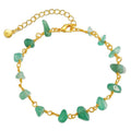 Irregular natural gravel turquoise bracelet with geometry shape and crystal accents on 18K copper