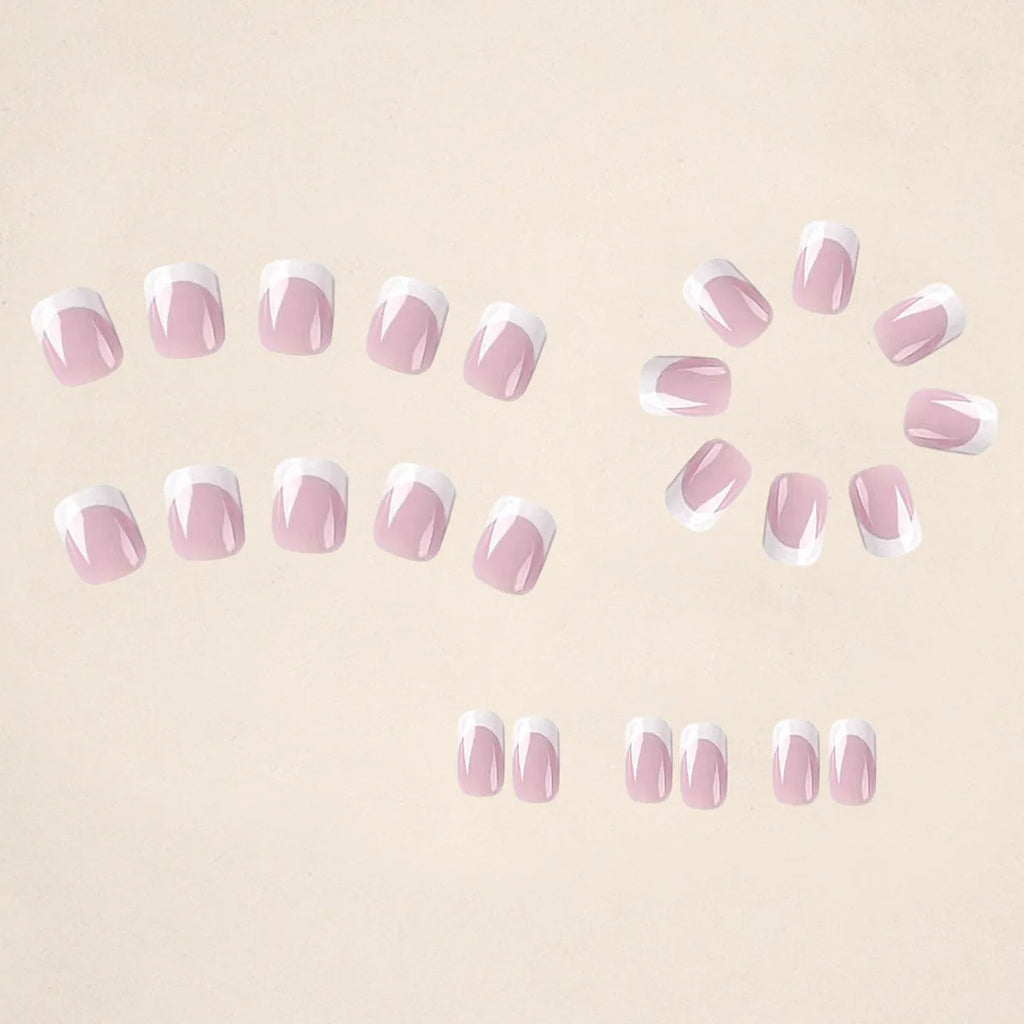 White plaid pattern plastic nail tips in coffin shape, 24 piece pack