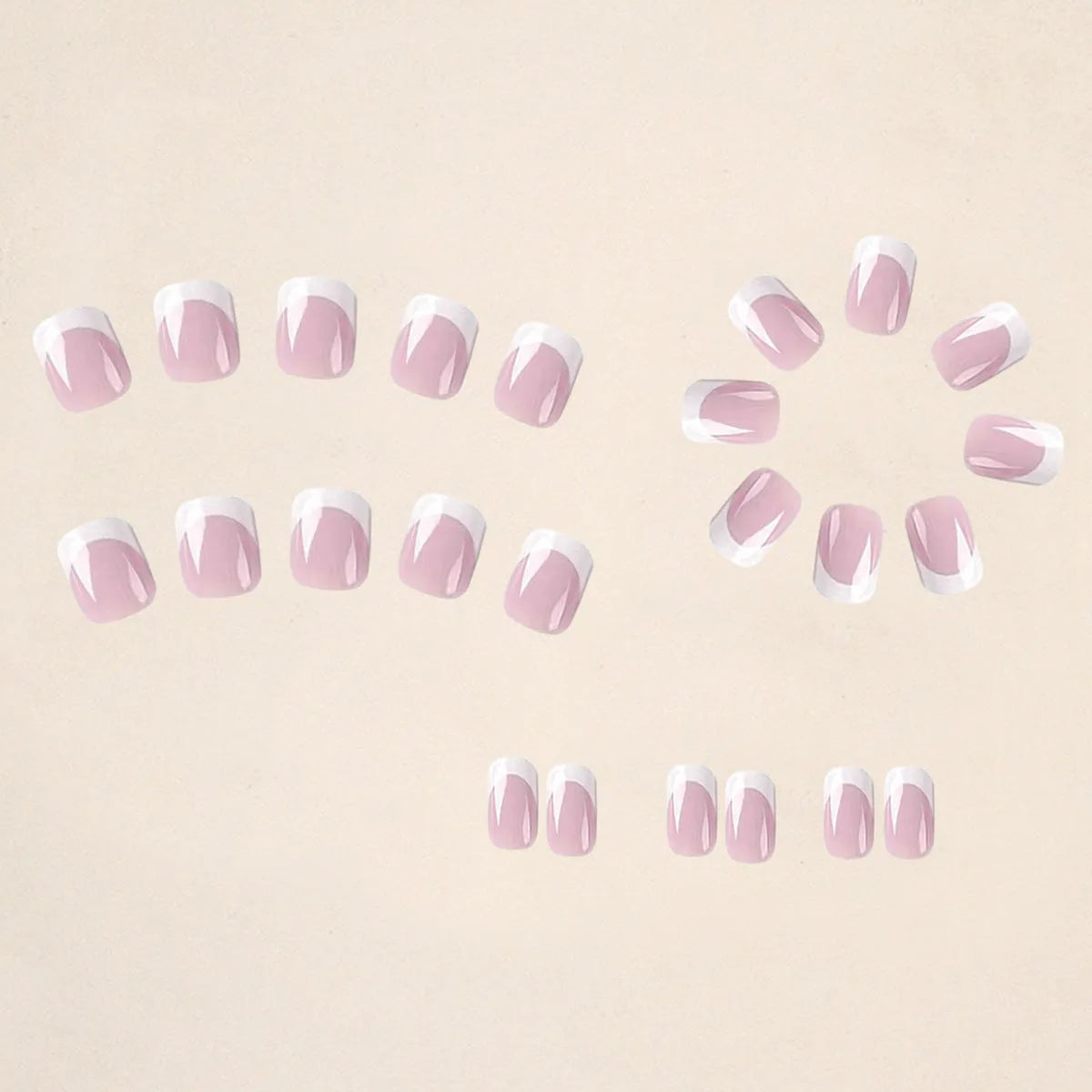 White plaid pattern plastic nail tips in coffin shape, 24 piece pack