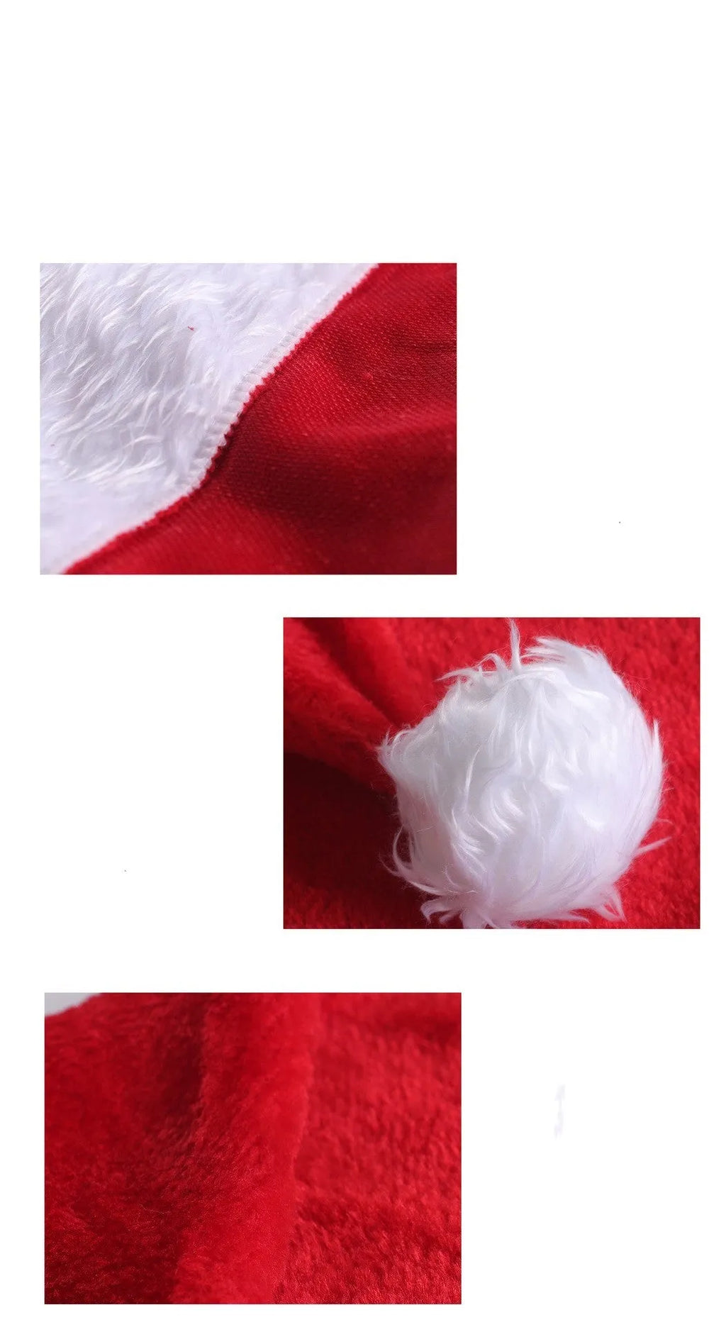 Red and white plush LED Santa hat with pom-pom and 20 multi-colour lights illuminated.