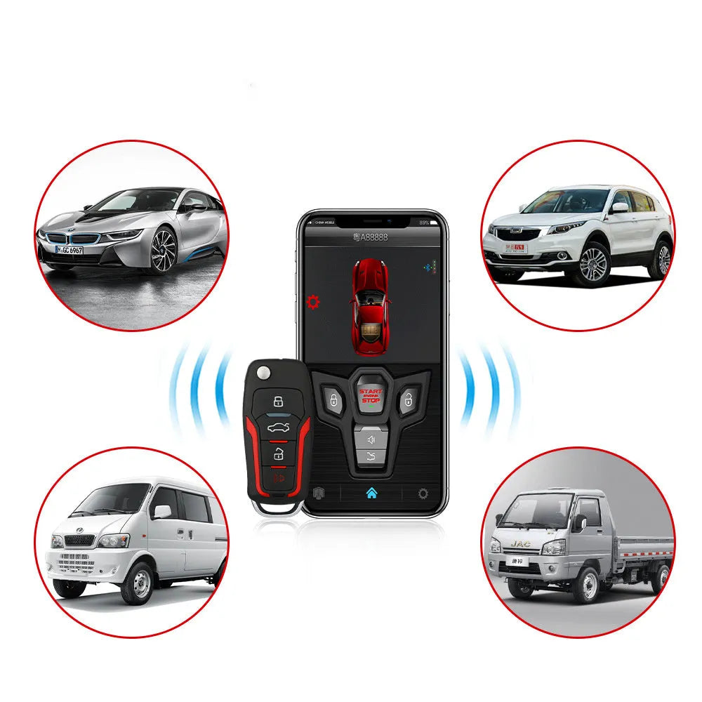 Black frost finish remote control car alarm system with two remotes for vehicle security