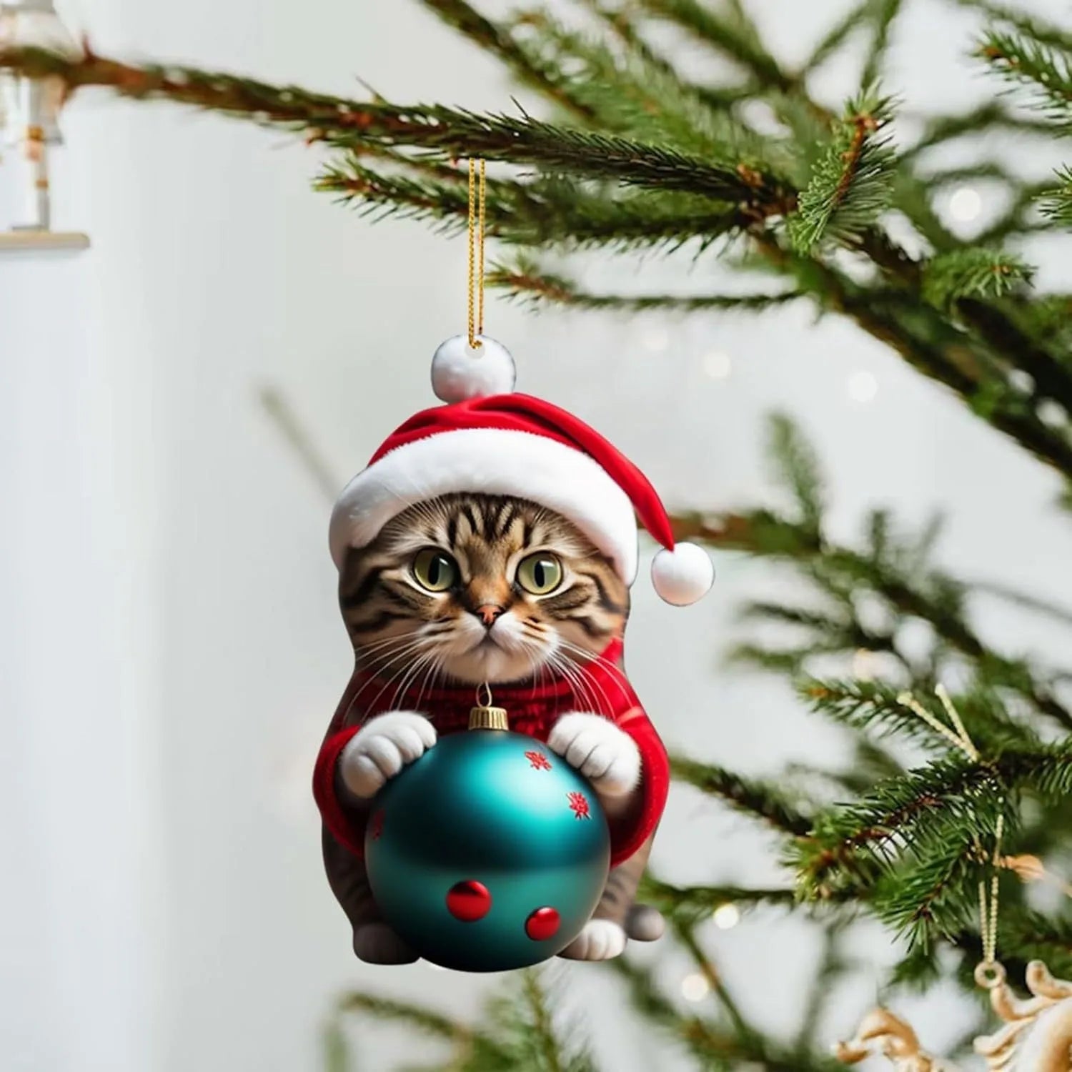 Christmas cartoon kitty car hanging ornament in acrylic with colourful design options