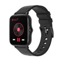 Blue smart watch with 1.7-inch touch screen on adjustable strap, showing heart rate monitoring interface.