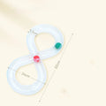 Blue and white cat toy turntable track with ball and teasing stick measuring 50cm length