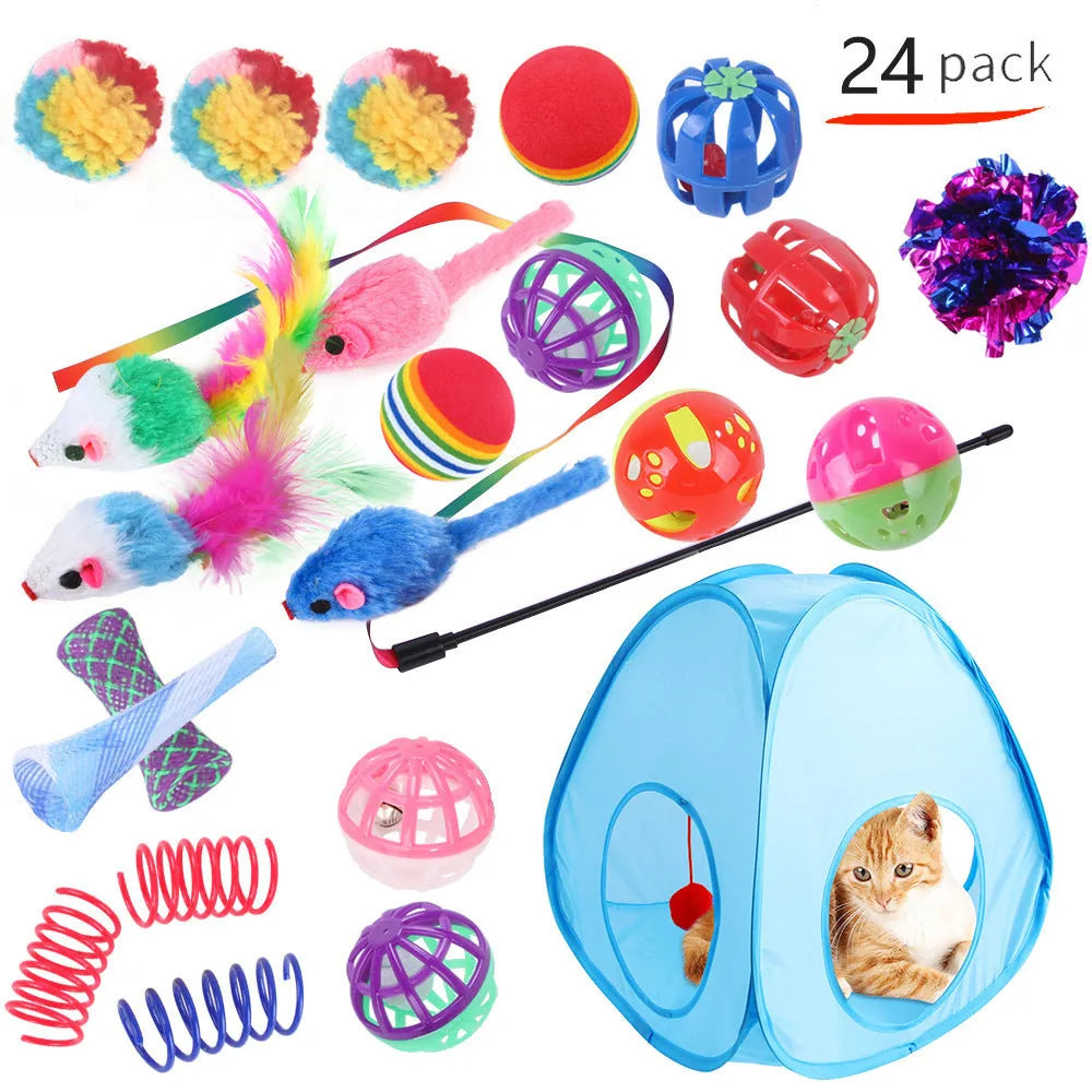 Plastic cat channel toy maze with colourful tracks and accessories for feline play