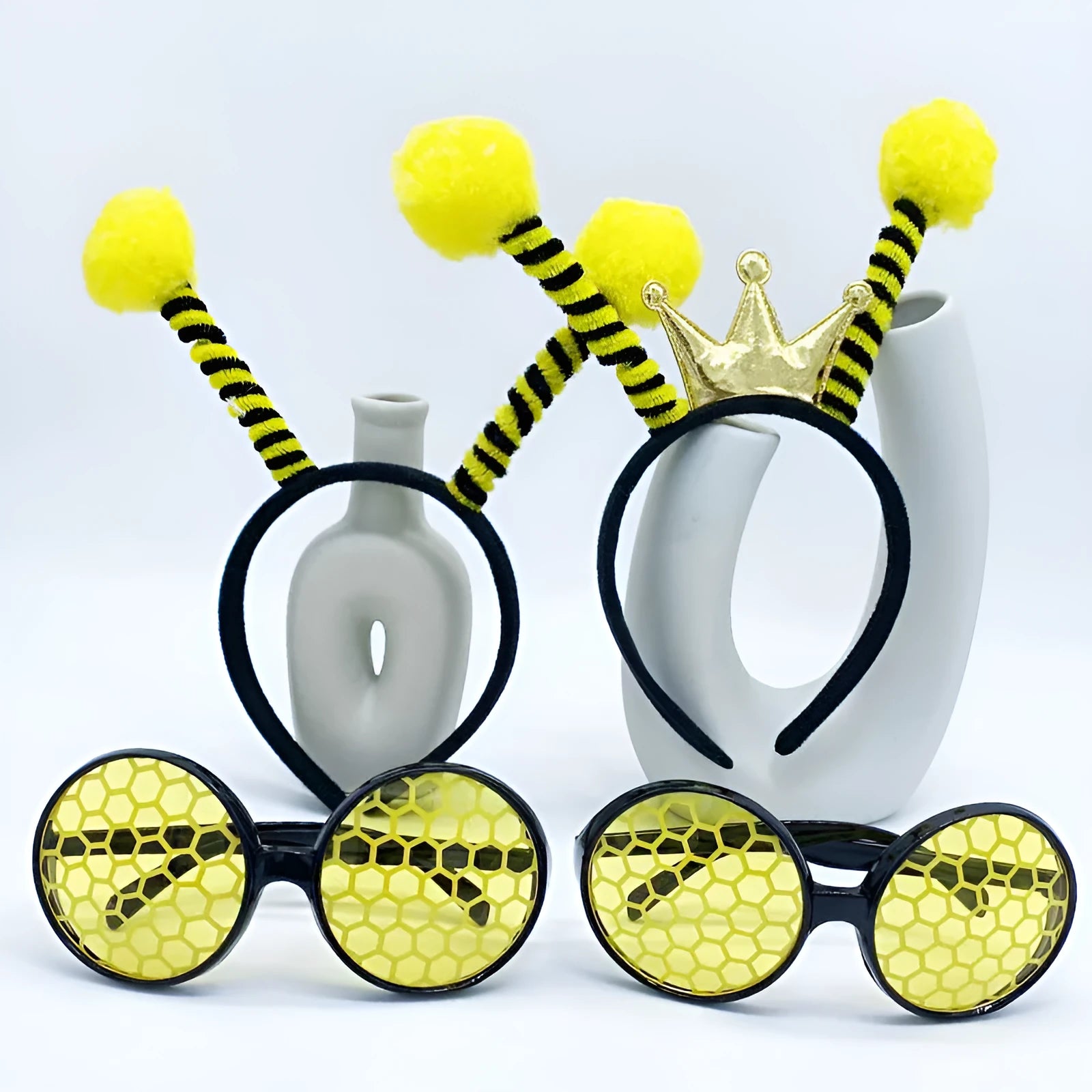 Children's yellow bees fancy dress headband and glasses costume set with insect decorative elements