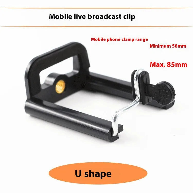 Black plastic U-shaped mobile phone clip holder for mounting to hoses and poles