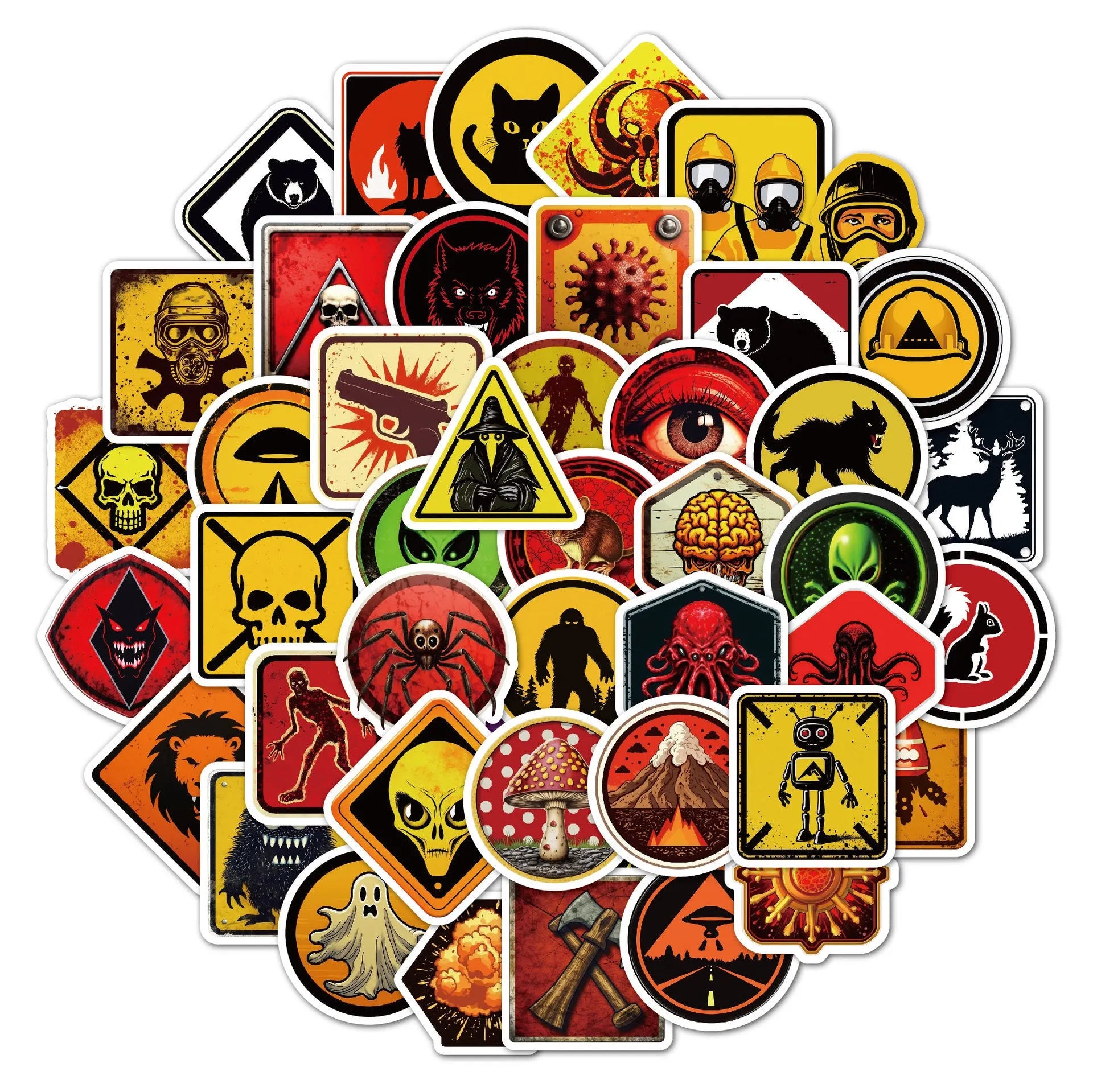 Waterproof warning slogan stickers for motorcycle helmets in 50-piece pack