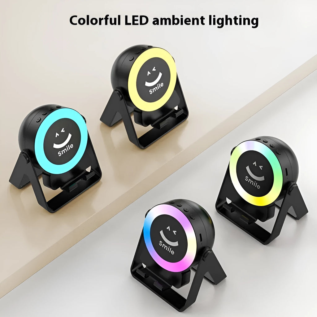 Black induction bracket Bluetooth speaker with LED lighting effects and rechargeable battery