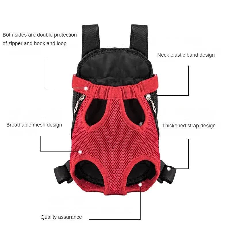 A black adjustable dog carrier backpack worn on a person's back, showing mesh panels and straps, suitable for a small dog.