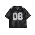 Loose fit half sleeve polyester shirt with letter pattern in black or navy blue