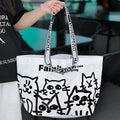 Waterproof PP woven handbag with snakeskin print design for clothing and cosmetics