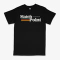 Men's black short sleeve t-shirt with 3D digital printed pattern and round neck
