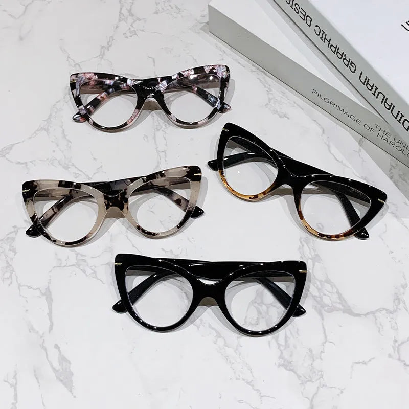 Women's cat eye reading glasses with floral pattern frame and prescription lenses for elderly wearers