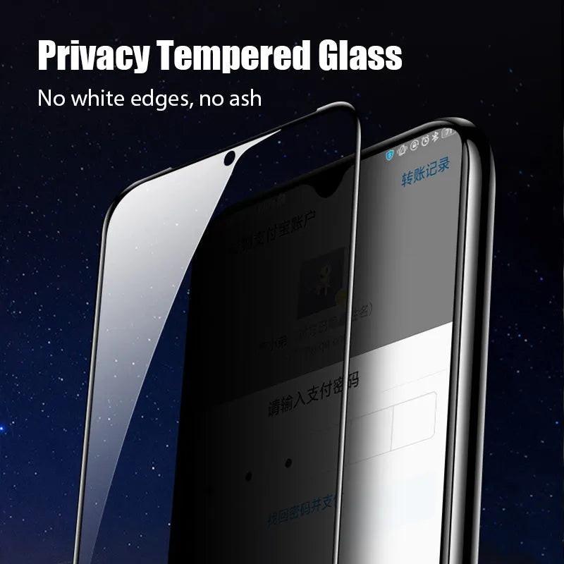 Anti-spy screen protector for Poco and Redmi Note smartphones showing privacy angle limitation