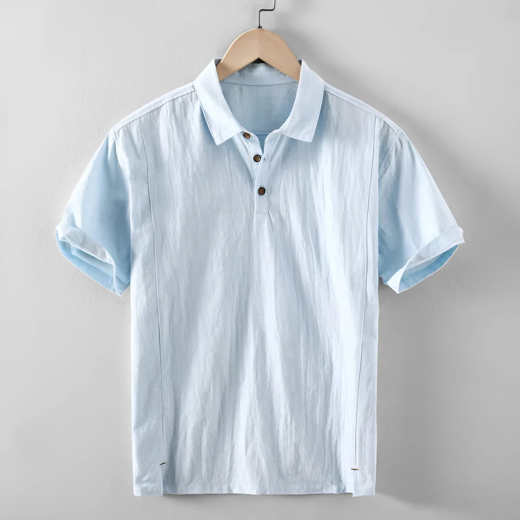 Men's loose fit linen cotton blend casual shirt in solid colours