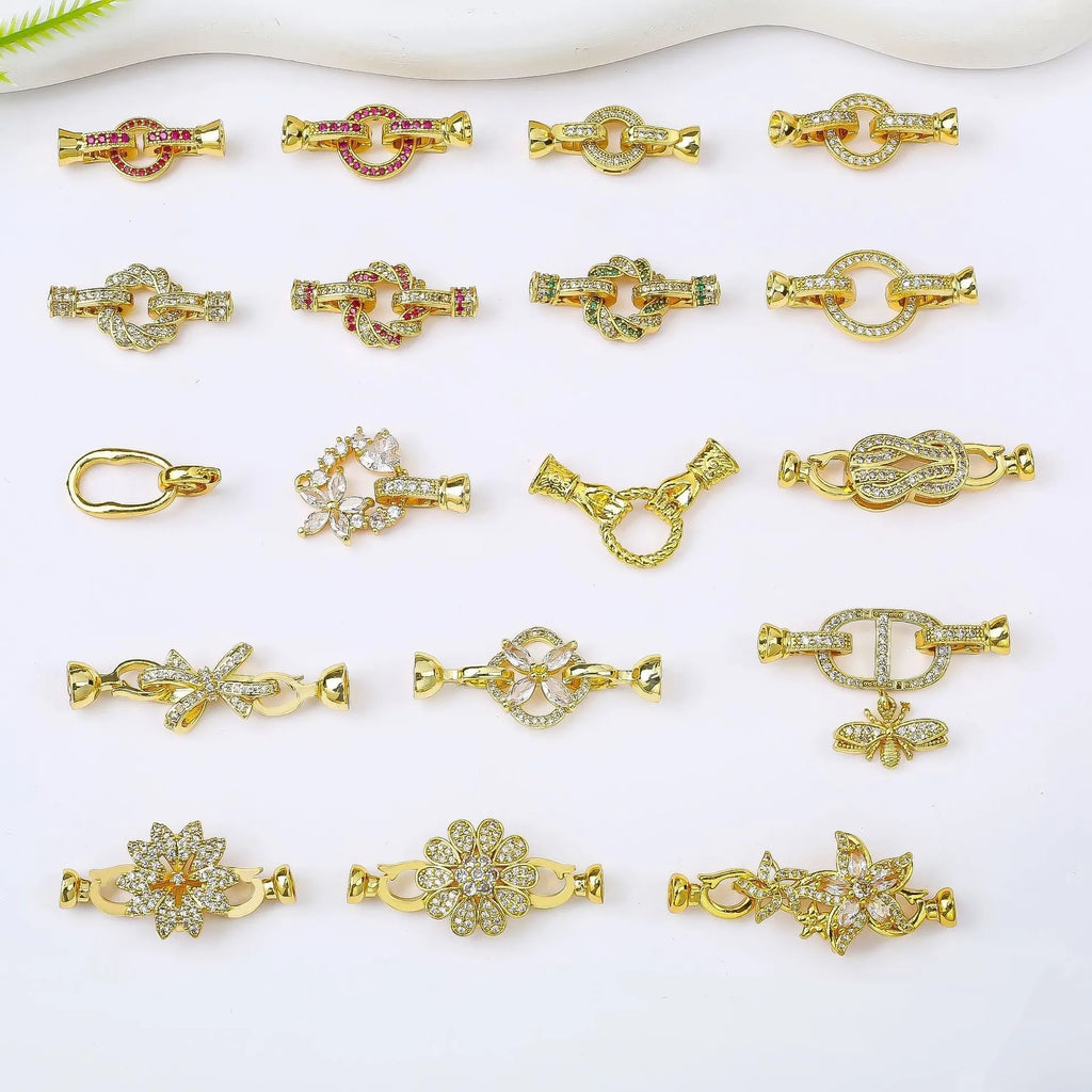Small gold-coloured jewellery clasp with pearl detail for DIY necklace making