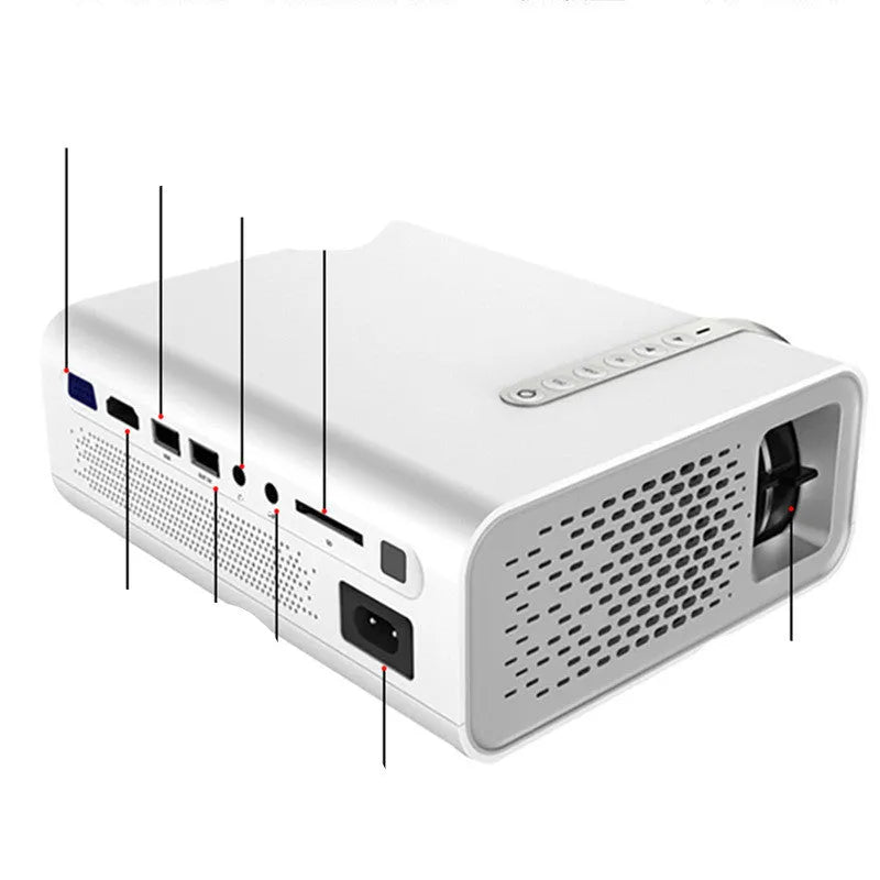 Black or white YG530 mini mobile phone projector with LED lens and wireless screen mirroring capability