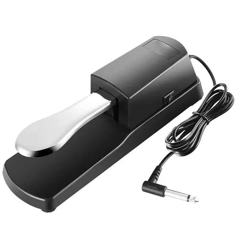 Black single leg sustain pedal for electronic keyboards made from ABS plastic