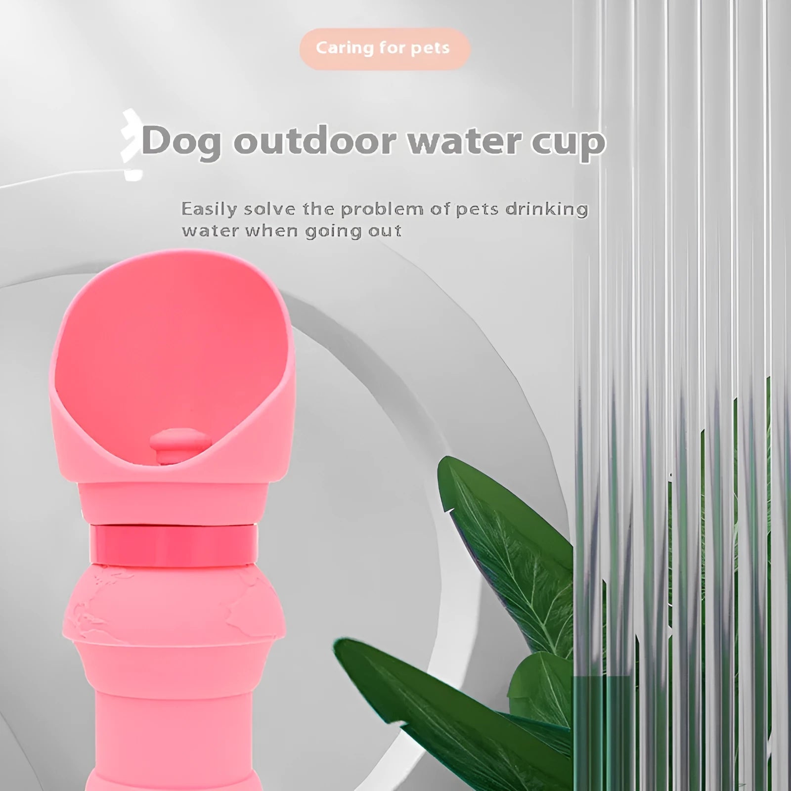 Green silicone folding pet water cup shown open and collapsed, with 350ml and 550ml size options.