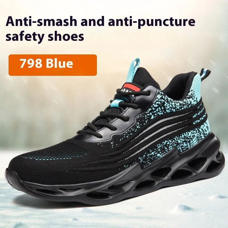 Lightweight safety work shoes with anti-smash puncture protection in multiple colour options