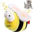 Yellow bee-shaped electronic cat toy with motion-activated chirping sound function