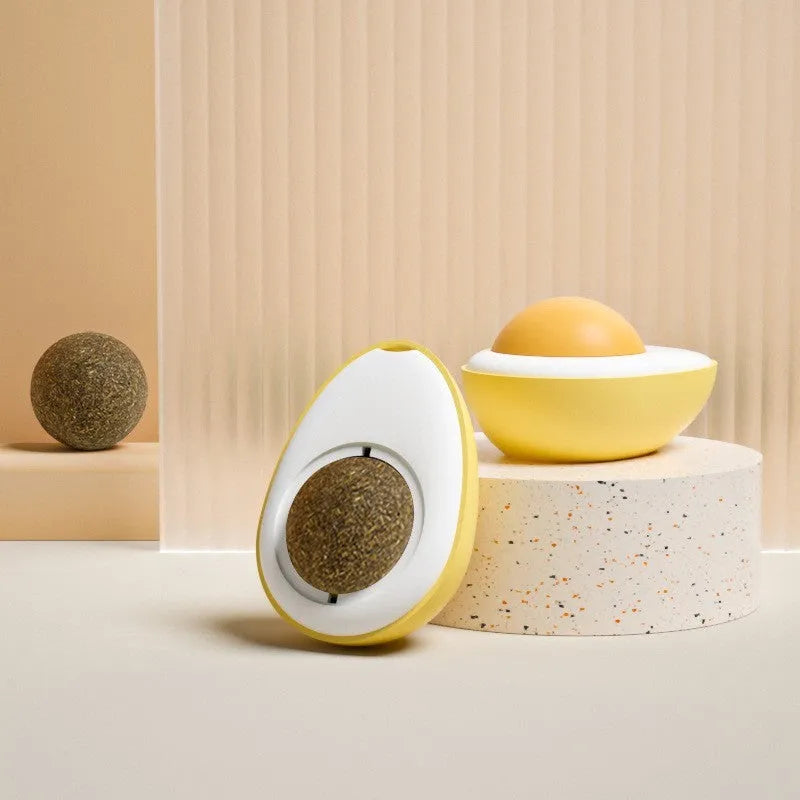 Cat head-shaped catnip ball toy for wall mounting with natural catnip filling