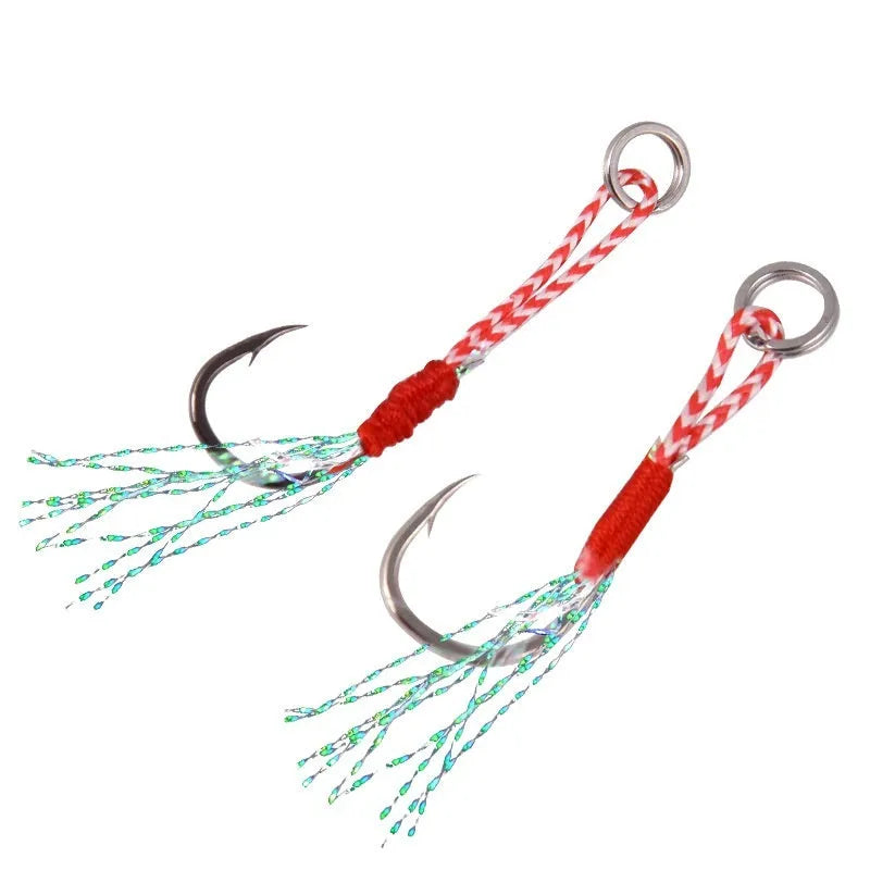 Bright wire iron plate single fishing hook for sea fishing, shown in multiple sizes.