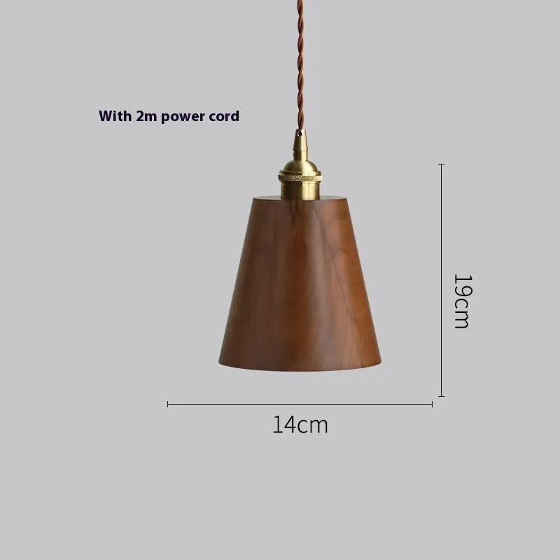 Single-head black walnut and copper droplight chandelier with a leisure window design