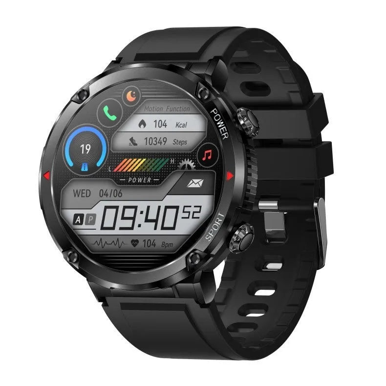 T30 Smart Watch in black with Bluetooth calling and health tracking on wrist.