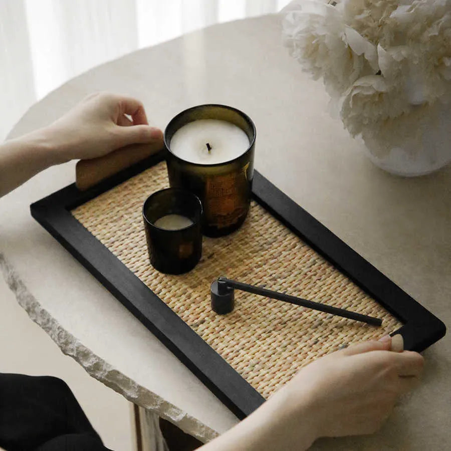 Pine wood compartment dining tray with divided sections in large and small size options