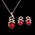 Women's bridal jewellery set with necklace and earrings featuring water wave chain