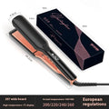 A hair straightener with a digital temperature display showing 207°C and ceramic plates.