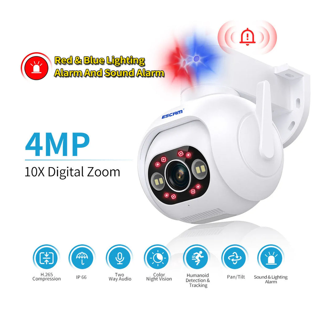 4MP smart security camera with colour night vision and wall mount bracket