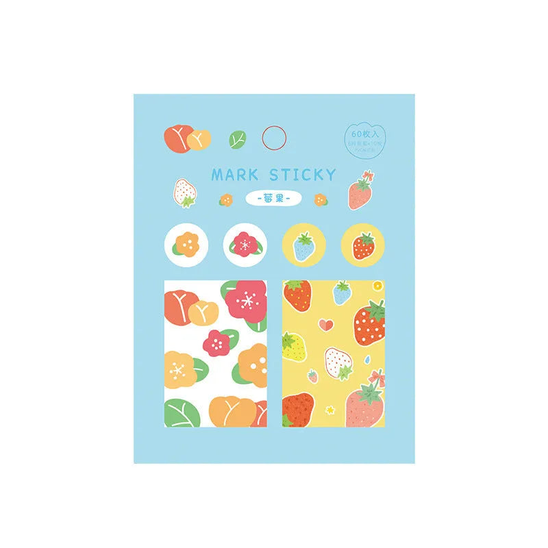 Pack of PVC plastic index stickers in various colours and styles, sized 15mm by 50mm for page marking.