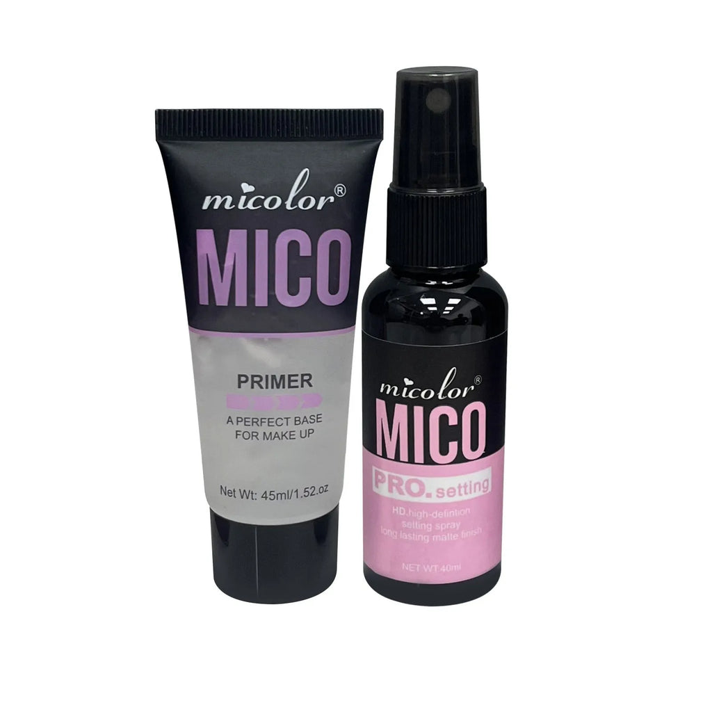 Make-up primer and finishing spray two-in-one cosmetic product with 45ml and 40ml bottles