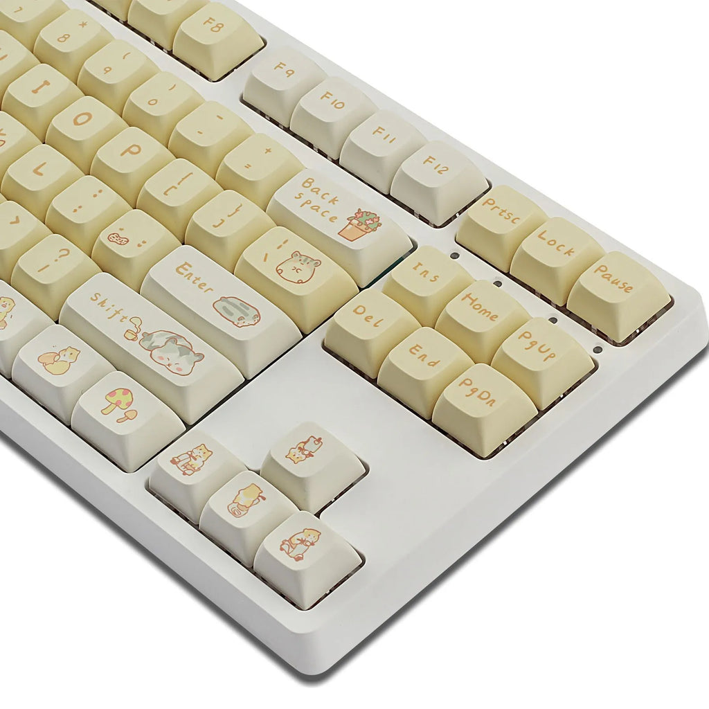 XDA profile mechanical keyboard keycaps in mouse grey and yellow colours for 68-100 key layouts