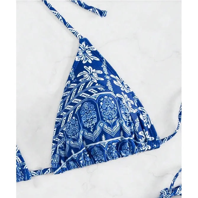 Women's bandage swimsuit with split bikini printing in polyester fabric