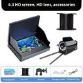 Underwater fishing finder camera system with 4.3-inch screen and submarine-style camera on a long cable.