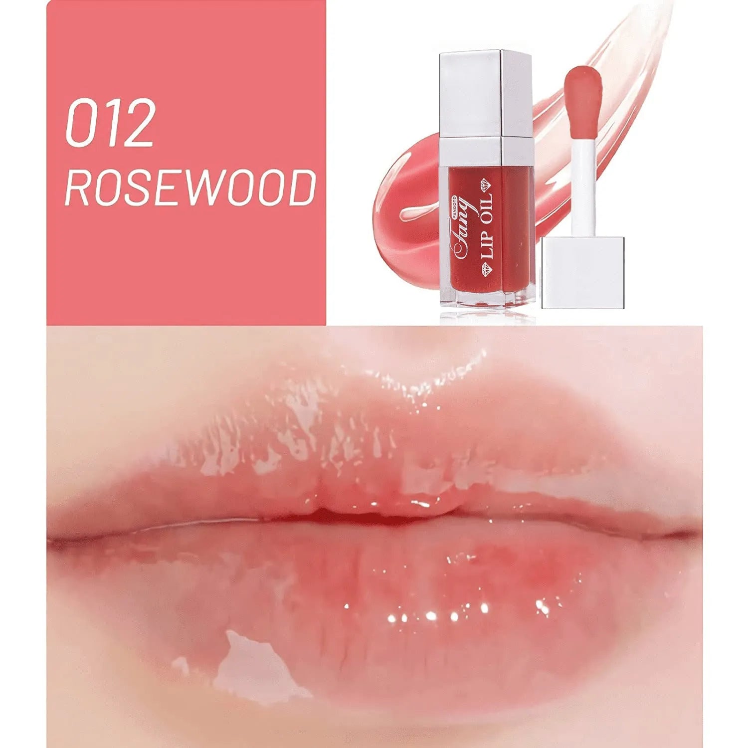 Five colour options of bright lip gloss mint lipstick with lip essence oil applicator
