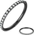 Stainless steel seamless nose ring with diamond front in multiple gauge and colour options