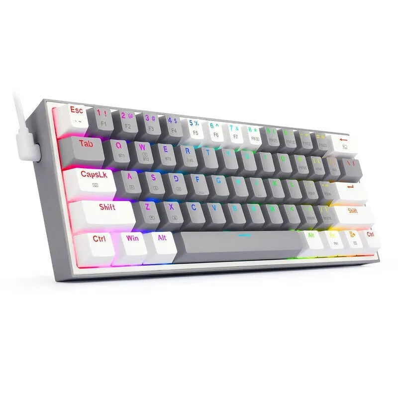 White pink RGB backlit mechanical keyboard with multimedia keys and dual keycaps.