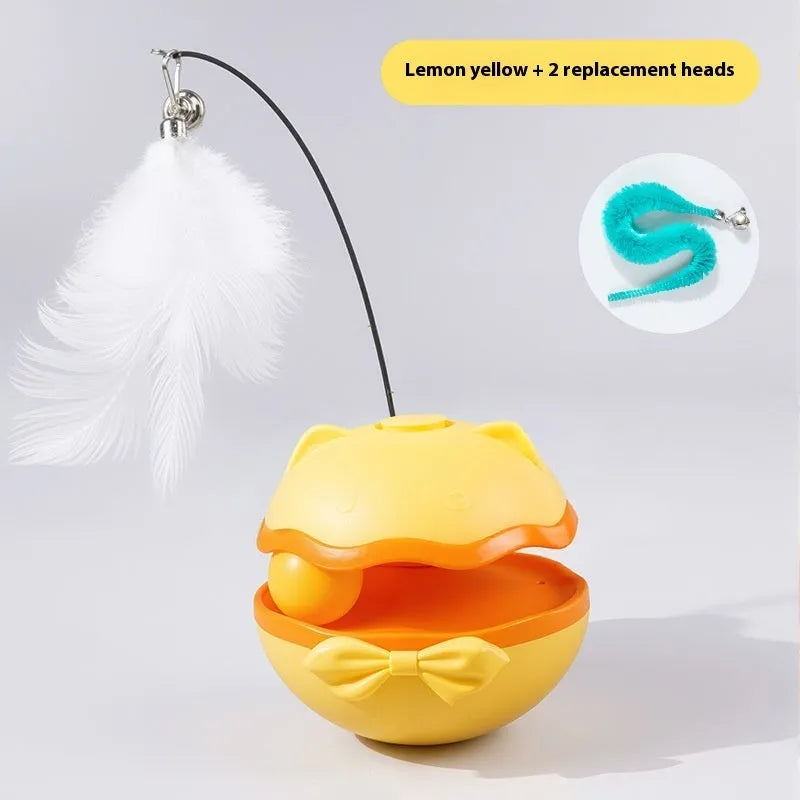 Electric rotating cat toy tumbler with self-moving teaser wand in multiple colour options